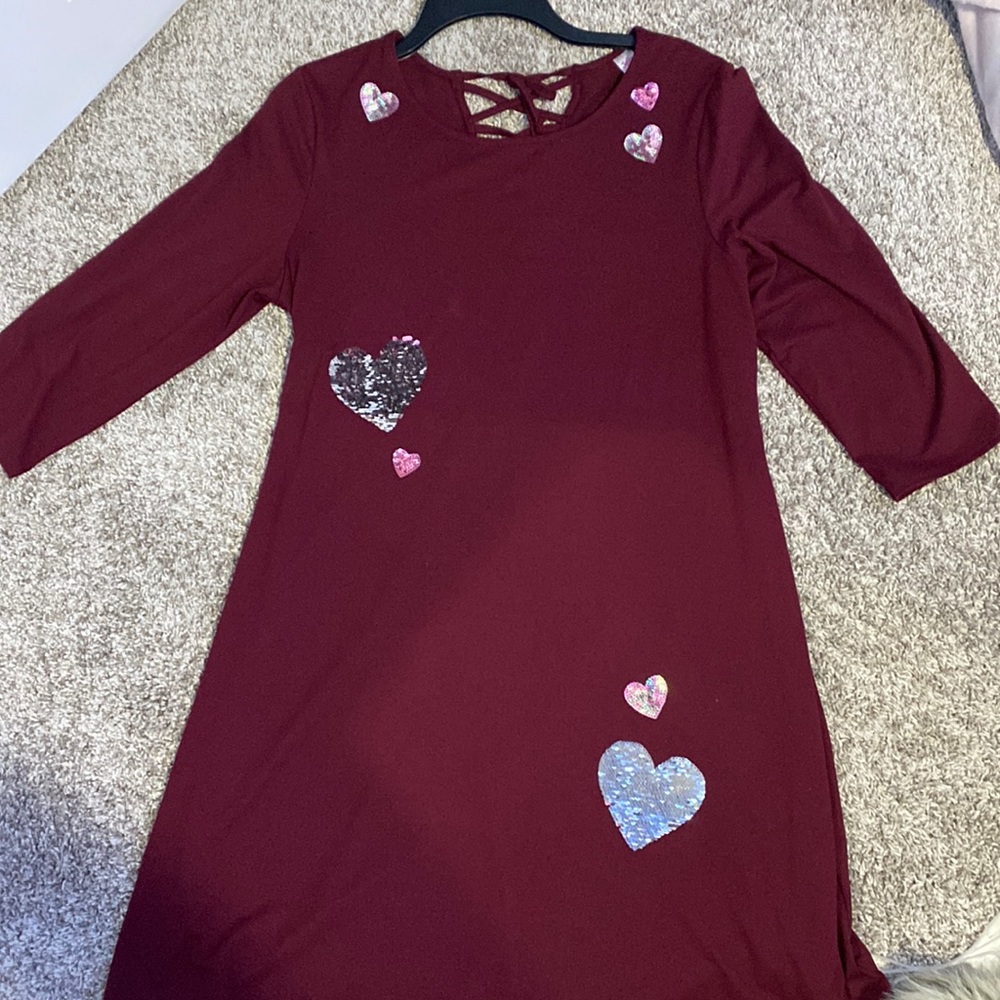Justice Kids 20 plus Maroon long sleeve dress